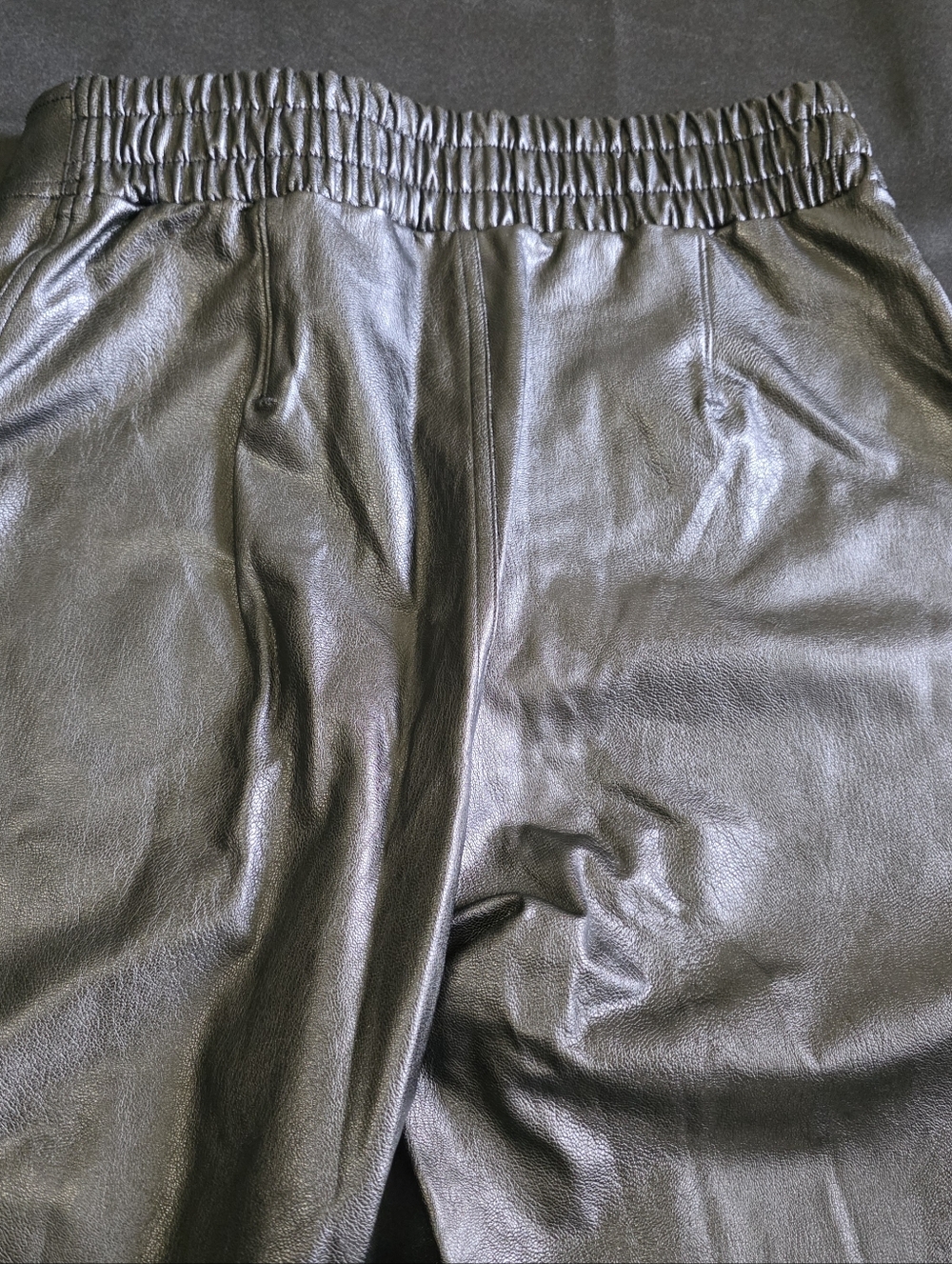 SPANX Black Faux Leather Joggers Suare Front Pockets - Picture 5 of 9